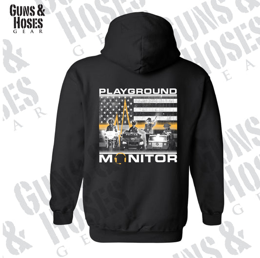 Playground Monitor Hoodie - Dispatcher, 911 Communications, Gold Line, Funny Dispatch, Dispatcher Gift