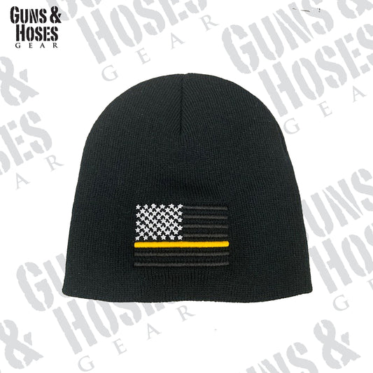 USA Flag Gold Line Embroidered Beanie