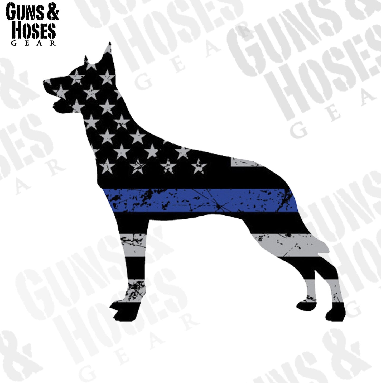 Belgian Malinois Sticker with Thin Blue Line - Police, K9, Blue Line