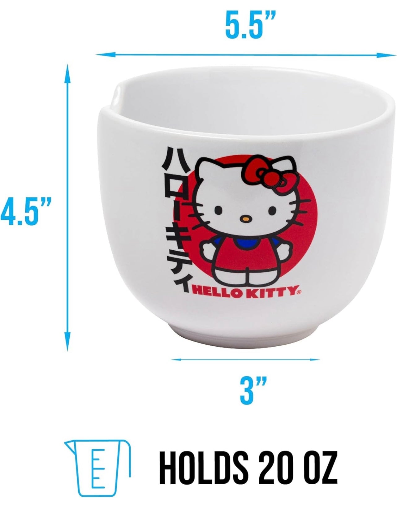 Officially Licensed Hello Kitty 20 oz Ceramic Ramen Bowl