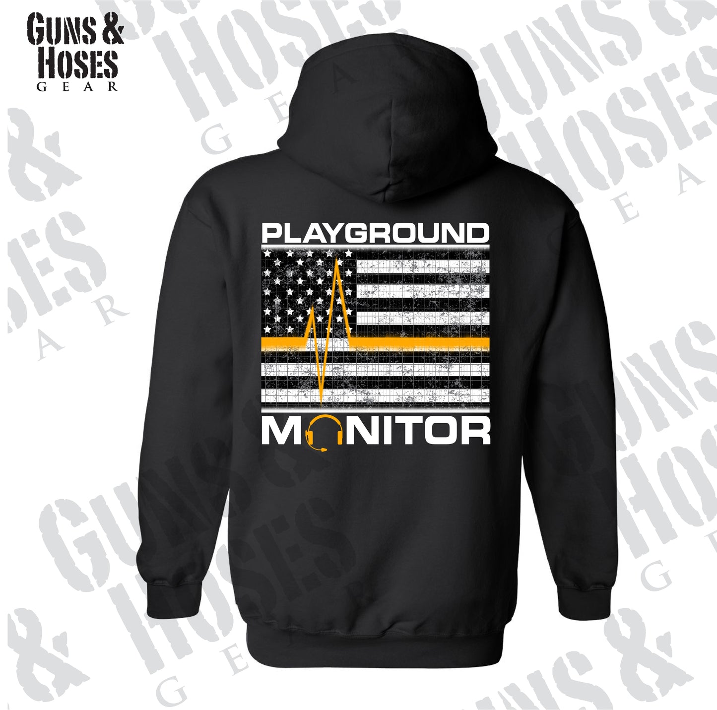 Playground Monitor Hoodie - Dispatcher, 911 Communications, Gold Line, Funny Dispatch, Dispatcher Gift