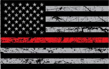 USA Flag Red Line Distressed Flag Sticker Decal, Firefighter Sticker, Thin Red Line
