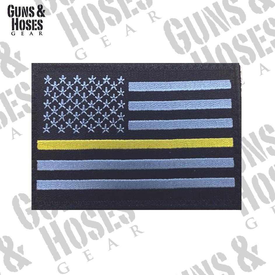 Dispatch Gold Line Patch - USA Flag Patch, Gold LIne Patch, Iron On Patch, Velcro Patch, Dispatcher Patch