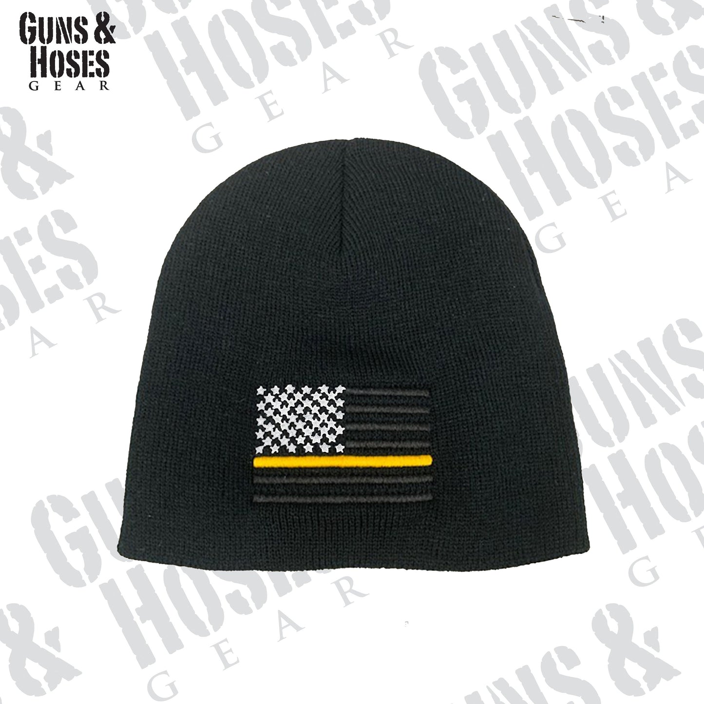 USA Flag Gold Line Embroidered Beanie