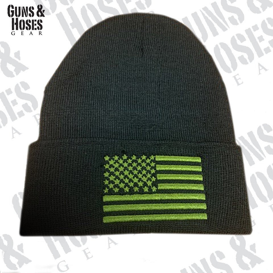 USA Green Flag Embroidered Beanie